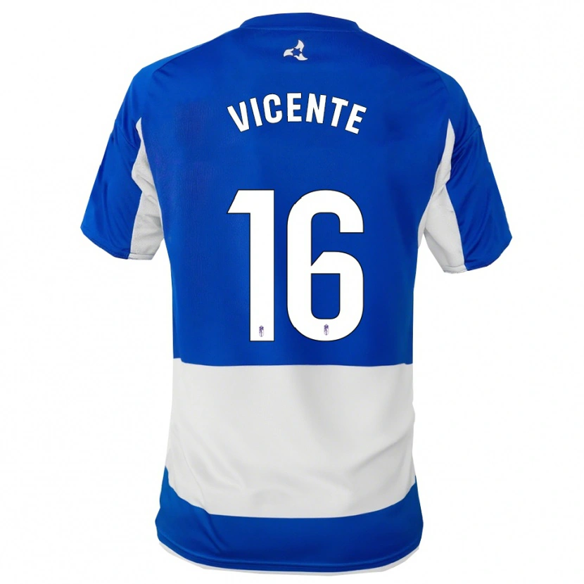 Danxen Bambino Maglia Nerea Vicente #16 Blu Bianco Kit Gara Away 2025/26 Maglietta