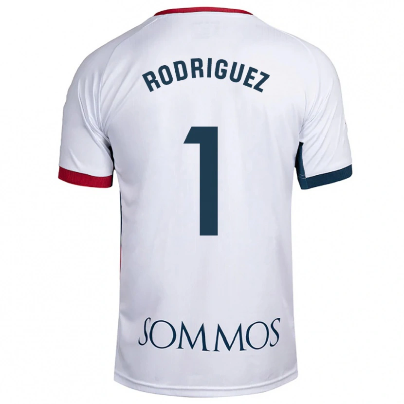 Danxen Bambino Maglia Nuria Rodríguez #1 Bianco Rosso Kit Gara Away 2025/26 Maglietta