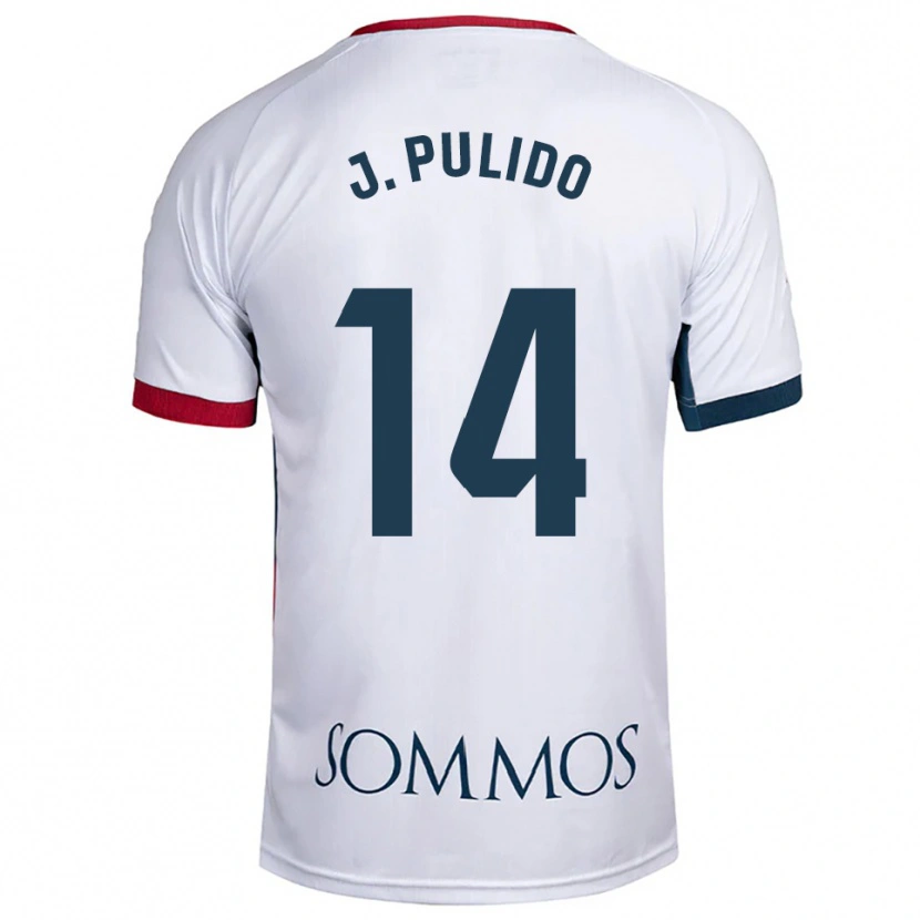 Danxen Bambino Maglia Jorge Pulido #14 Bianco Rosso Kit Gara Away 2025/26 Maglietta