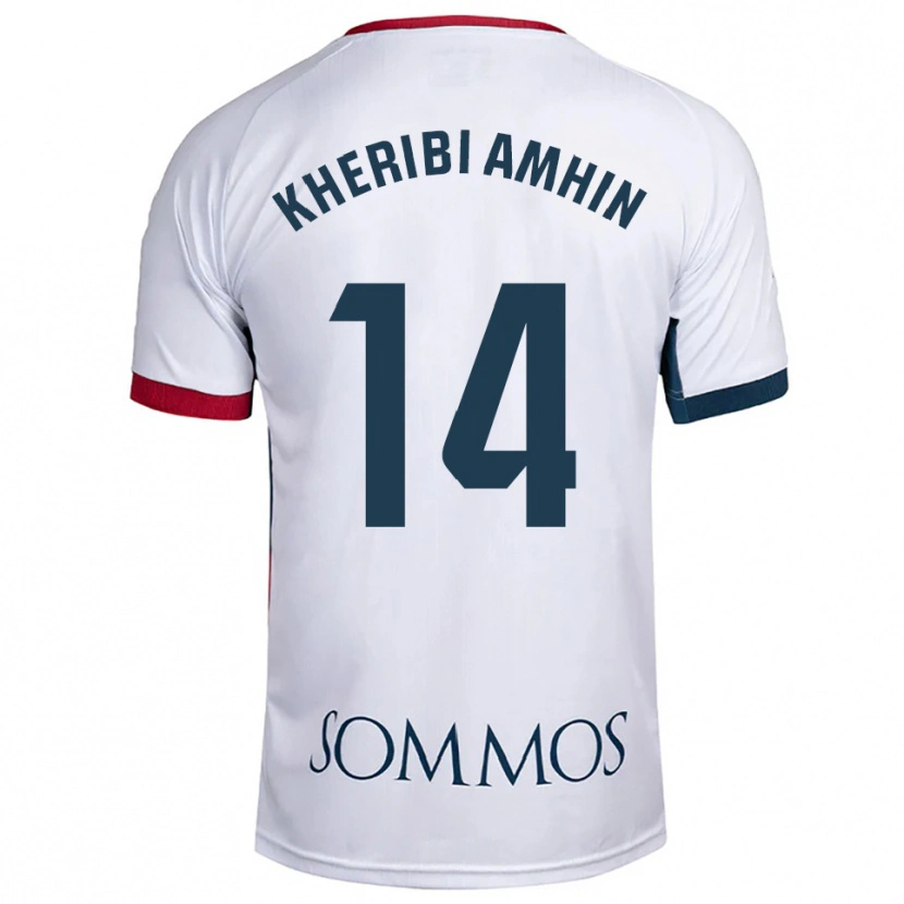 Danxen Bambino Maglia Nabil Kheribi Amhin #14 Bianco Rosso Kit Gara Away 2025/26 Maglietta