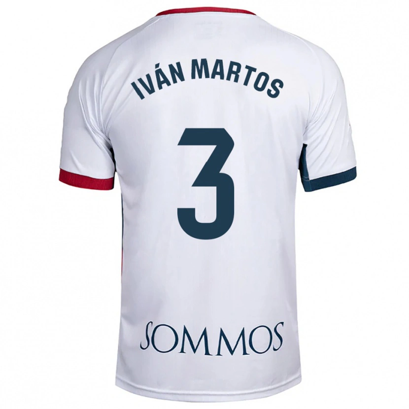 Danxen Bambino Maglia Iván Martos #3 Bianco Rosso Kit Gara Away 2025/26 Maglietta