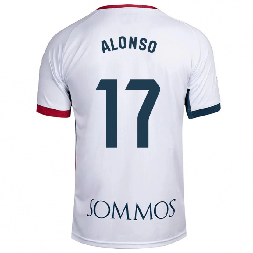 Danxen Bambino Maglia Julio Alonso #17 Bianco Rosso Kit Gara Away 2025/26 Maglietta