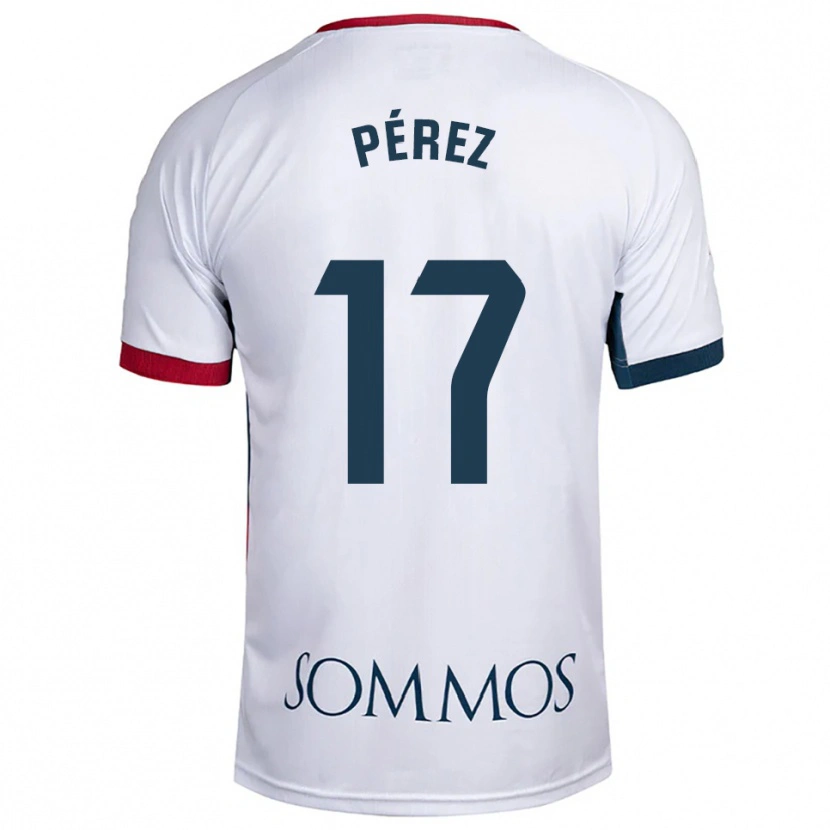 Danxen Bambino Maglia Ángel Pérez #17 Bianco Rosso Kit Gara Away 2025/26 Maglietta