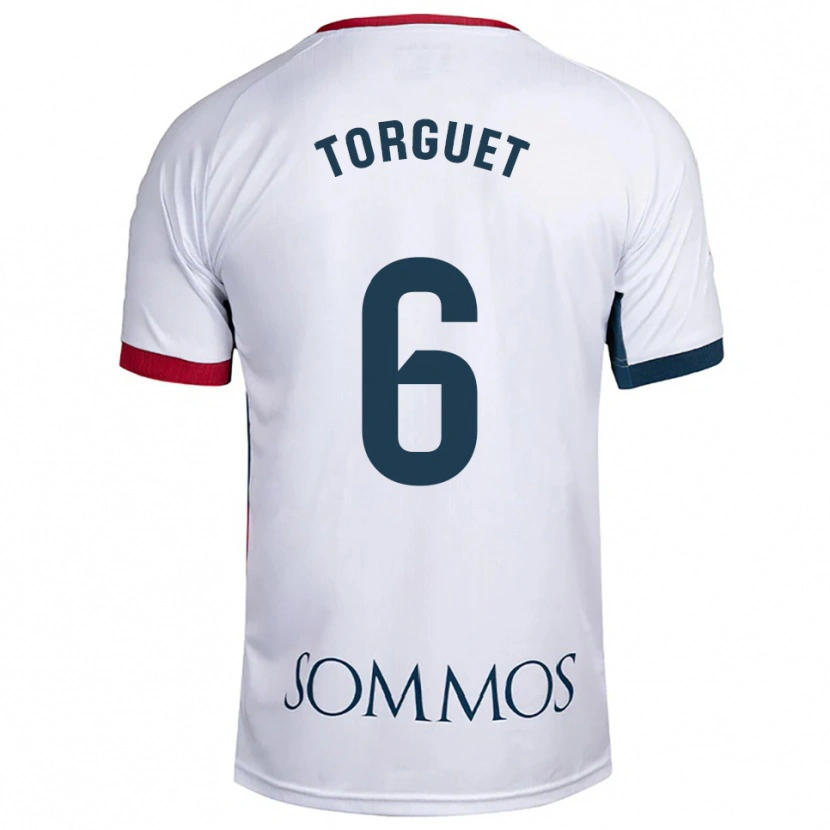 Danxen Bambino Maglia Miguel Torguet #6 Bianco Rosso Kit Gara Away 2025/26 Maglietta