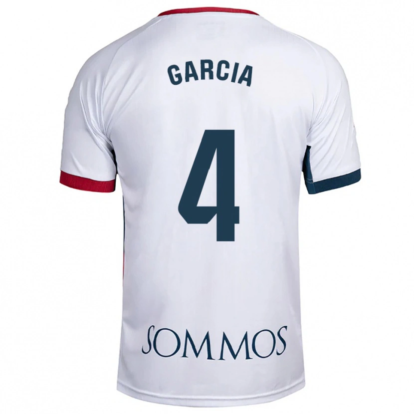 Danxen Bambino Maglia Nacho García #4 Bianco Rosso Kit Gara Away 2025/26 Maglietta