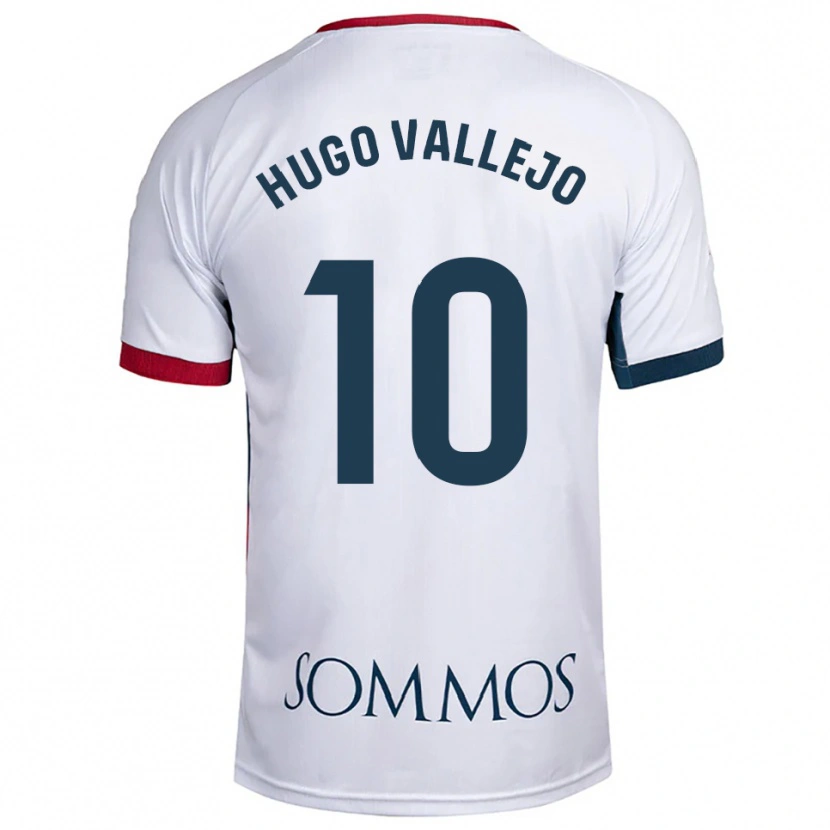 Danxen Bambino Maglia Hugo Vallejo #10 Bianco Rosso Kit Gara Away 2025/26 Maglietta
