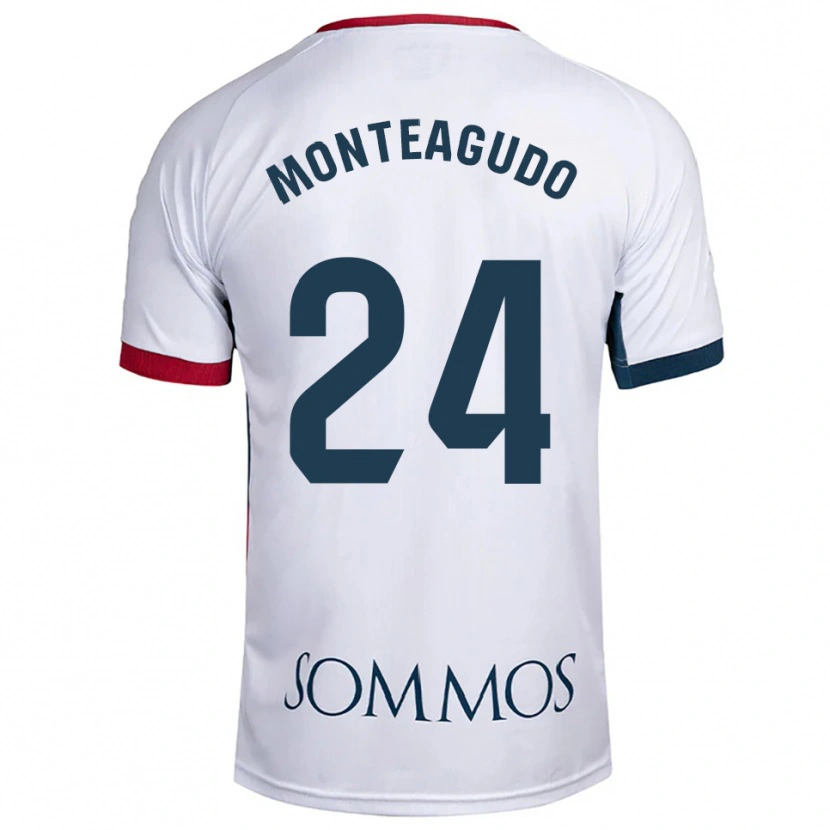 Danxen Bambino Maglia Miguel Monteagudo #24 Bianco Rosso Kit Gara Away 2025/26 Maglietta