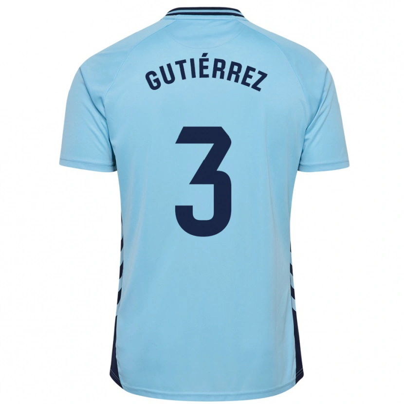 Danxen Bambino Maglia Cristian Gutiérrez #3 Azzurro Kit Gara Away 2025/26 Maglietta