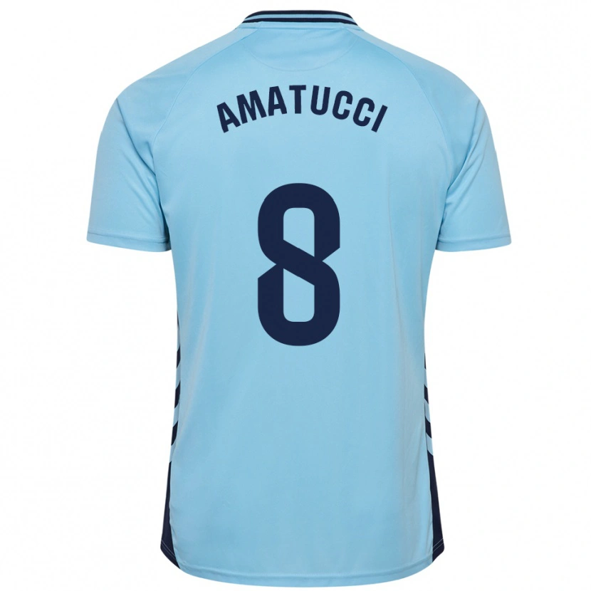 Danxen Bambino Maglia Lorenzo Amatucci #8 Azzurro Kit Gara Away 2025/26 Maglietta