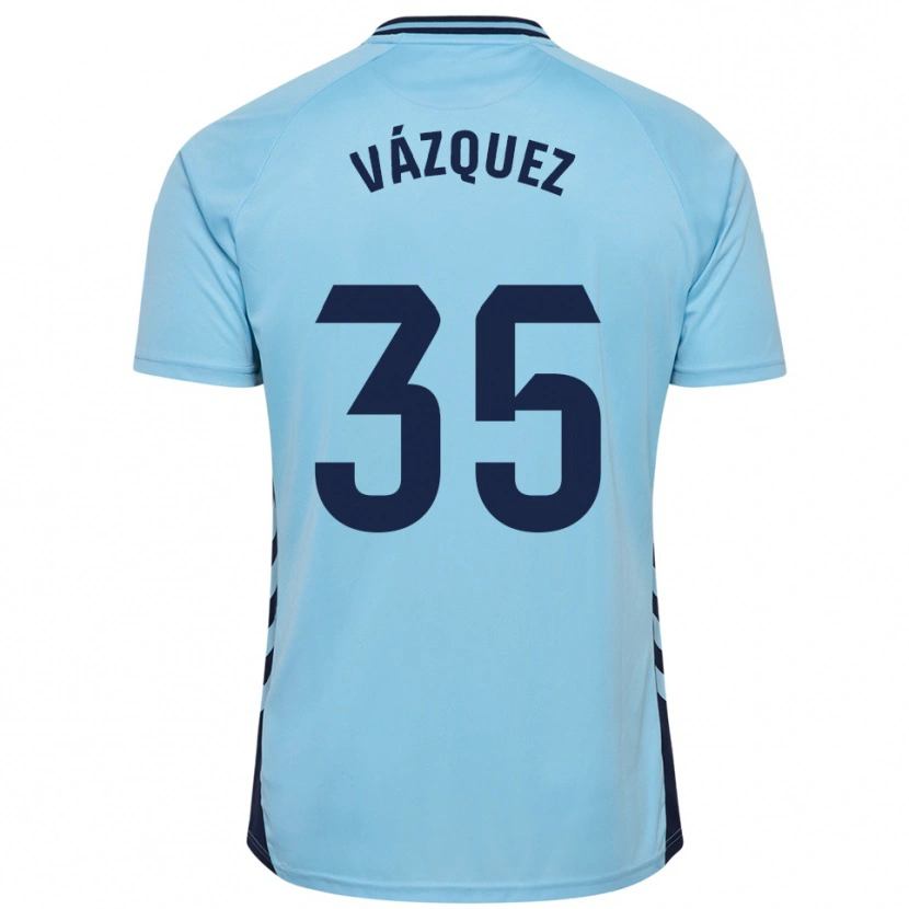Danxen Bambino Maglia Adrián Vázquez #35 Azzurro Kit Gara Away 2025/26 Maglietta