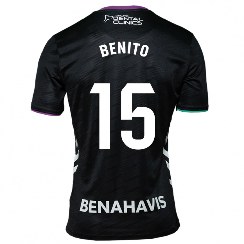 Danxen Bambino Maglia Iván Benito #15 Nero Viola Verde Kit Gara Away 2025/26 Maglietta