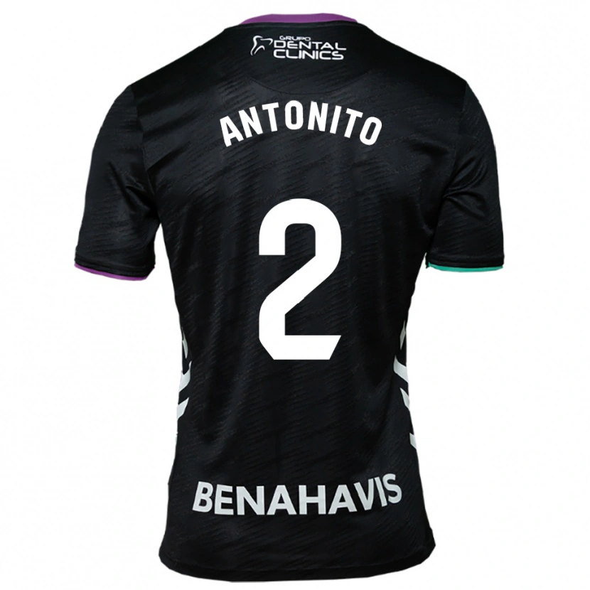 Danxen Bambino Maglia Antoñito #2 Nero Viola Verde Kit Gara Away 2025/26 Maglietta