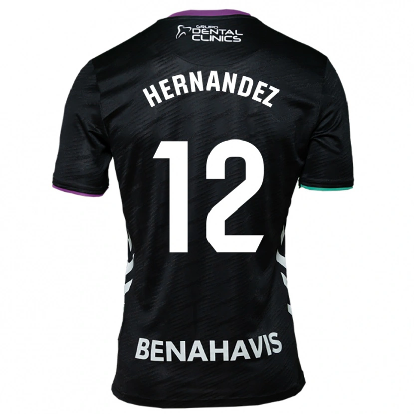Danxen Bambino Maglia Juanma Hernández #12 Nero Viola Verde Kit Gara Away 2025/26 Maglietta
