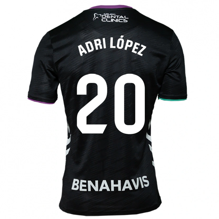 Danxen Bambino Maglia Adri López #20 Nero Viola Verde Kit Gara Away 2025/26 Maglietta