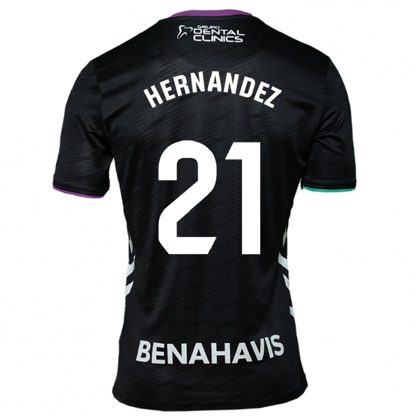 Danxen Bambino Maglia Juan Hernández #21 Nero Viola Verde Kit Gara Away 2025/26 Maglietta