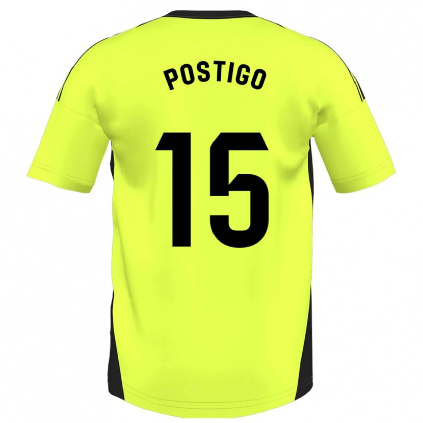 Danxen Bambino Maglia Sergio Postigo #15 Giallo Fluorescente Kit Gara Away 2025/26 Maglietta