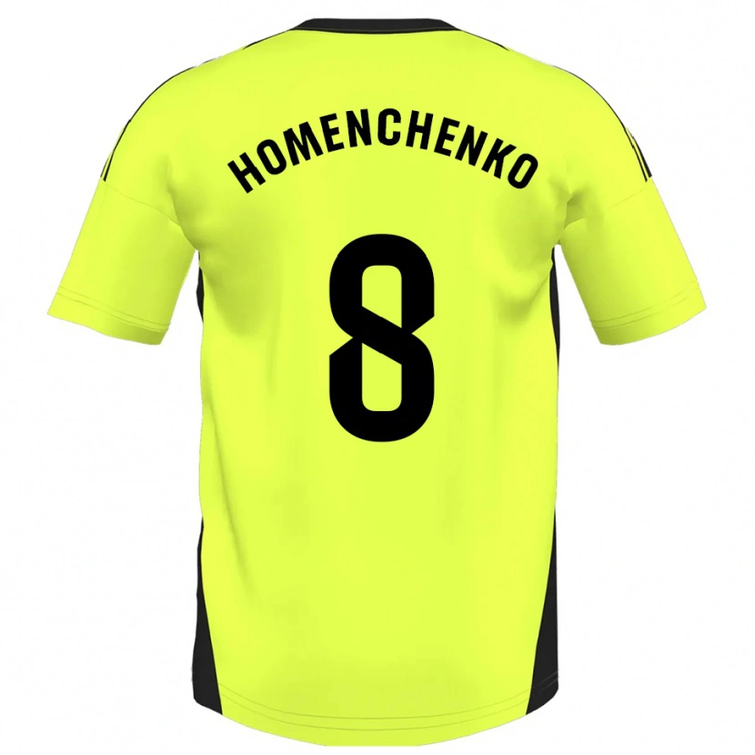 Danxen Bambino Maglia Santiago Homenchenko #8 Giallo Fluorescente Kit Gara Away 2025/26 Maglietta