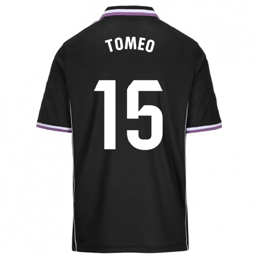 Danxen Bambino Maglia Pablo Tomeo #15 Viola Nero Kit Gara Away 2025/26 Maglietta