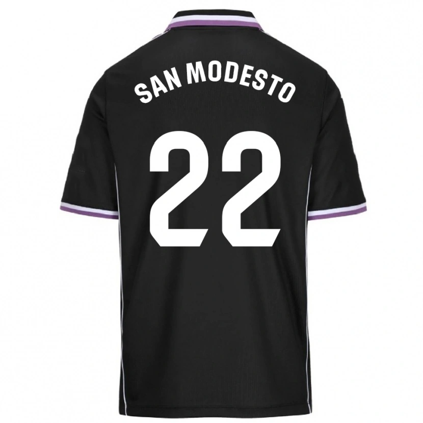 Danxen Bambino Maglia Hugo San Modesto #22 Viola Nero Kit Gara Away 2025/26 Maglietta