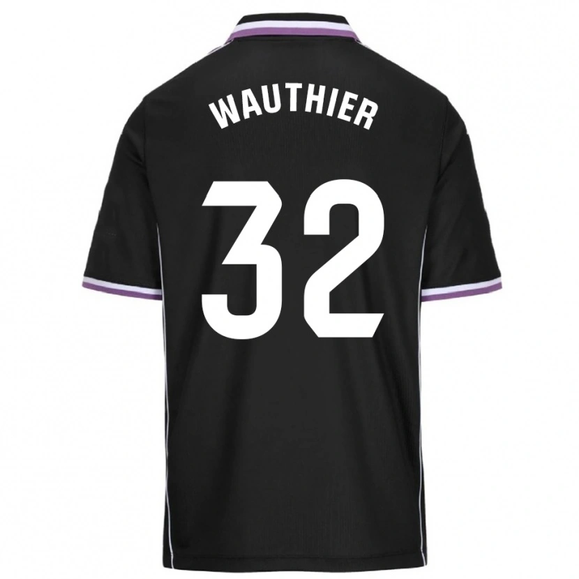 Danxen Bambino Maglia Hugo Wauthier #32 Viola Nero Kit Gara Away 2025/26 Maglietta