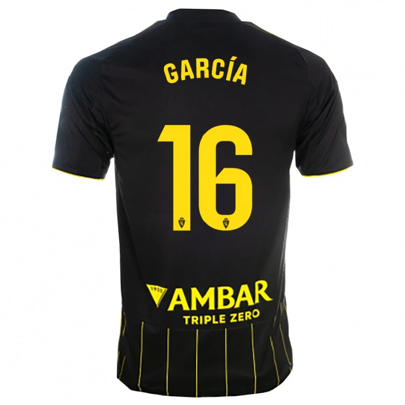 Danxen Bambino Maglia Iker García #16 Nero Giallo Kit Gara Away 2025/26 Maglietta