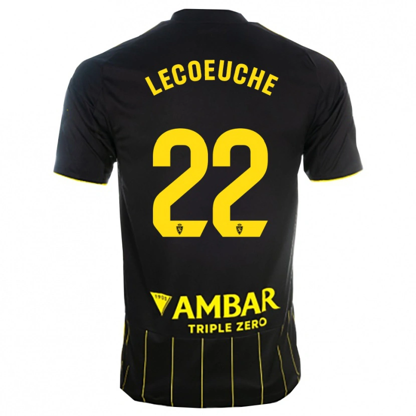Danxen Bambino Maglia Quentin Lecoeuche #22 Nero Giallo Kit Gara Away 2025/26 Maglietta