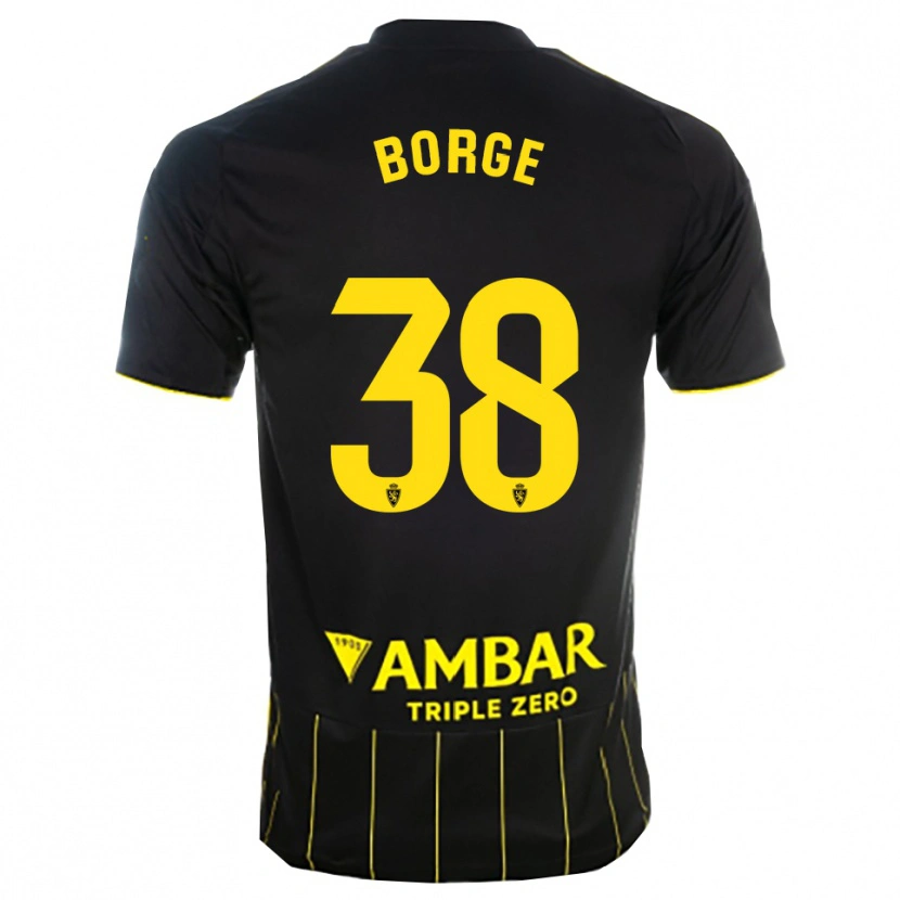 Danxen Bambino Maglia Andrés Borge #38 Nero Giallo Kit Gara Away 2025/26 Maglietta