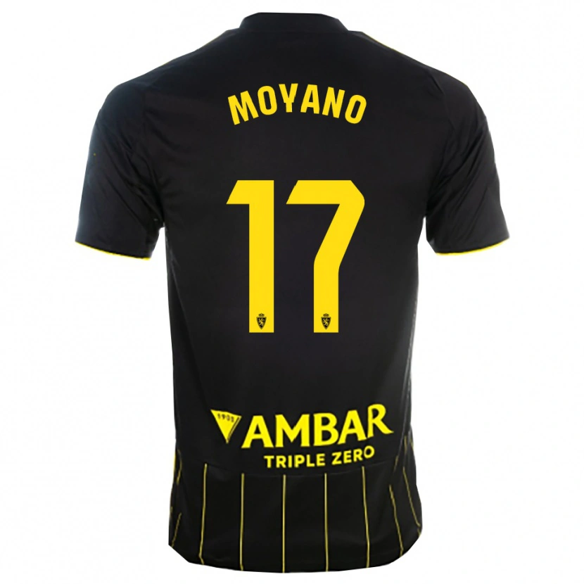 Danxen Bambino Maglia Sebas Moyano #17 Nero Giallo Kit Gara Away 2025/26 Maglietta