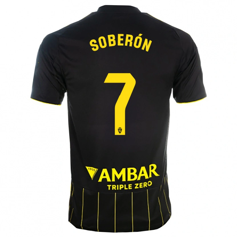 Danxen Bambino Maglia Mario Soberón #7 Nero Giallo Kit Gara Away 2025/26 Maglietta