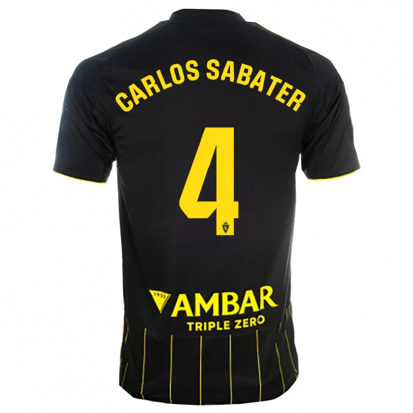 Danxen Bambino Maglia Juan Carlos Sabater #4 Nero Giallo Kit Gara Away 2025/26 Maglietta