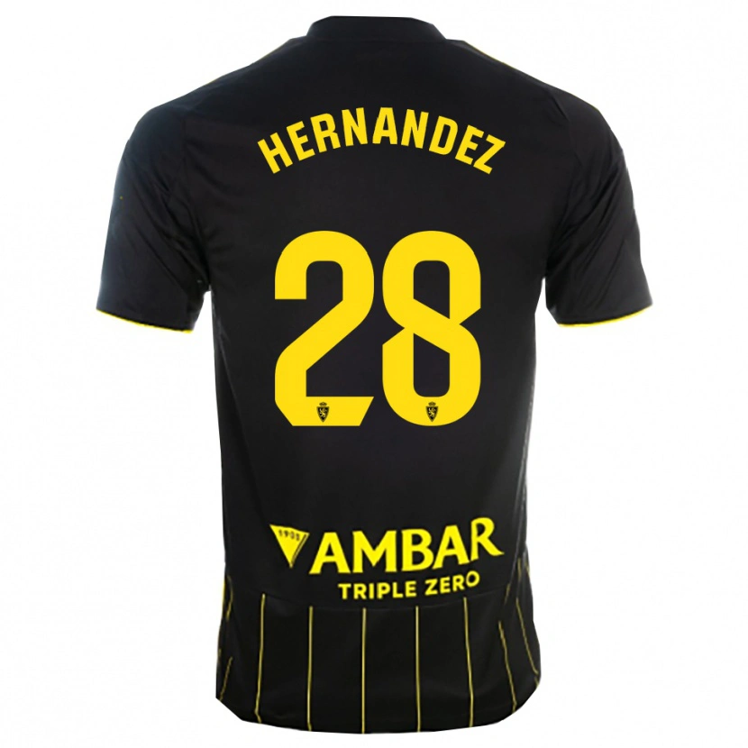 Danxen Bambino Maglia Diego Hernández #28 Nero Giallo Kit Gara Away 2025/26 Maglietta