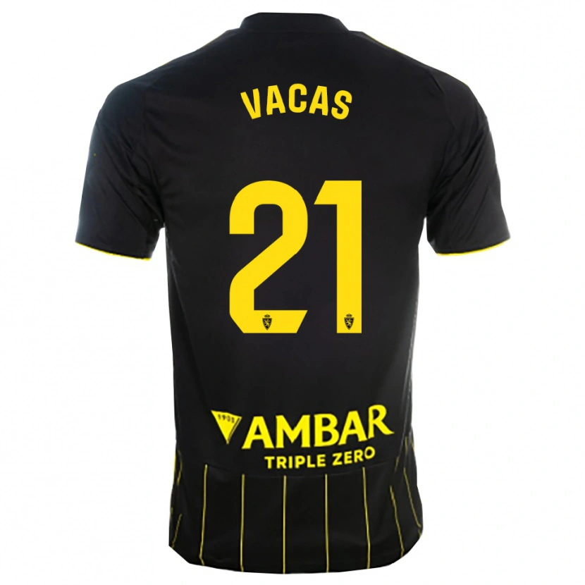 Danxen Bambino Maglia Óscar Vacas #21 Nero Giallo Kit Gara Away 2025/26 Maglietta