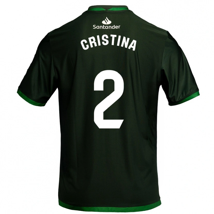 Danxen Bambino Maglia Cristina Muñoz García #2 Verde Scuro Kit Gara Away 2025/26 Maglietta