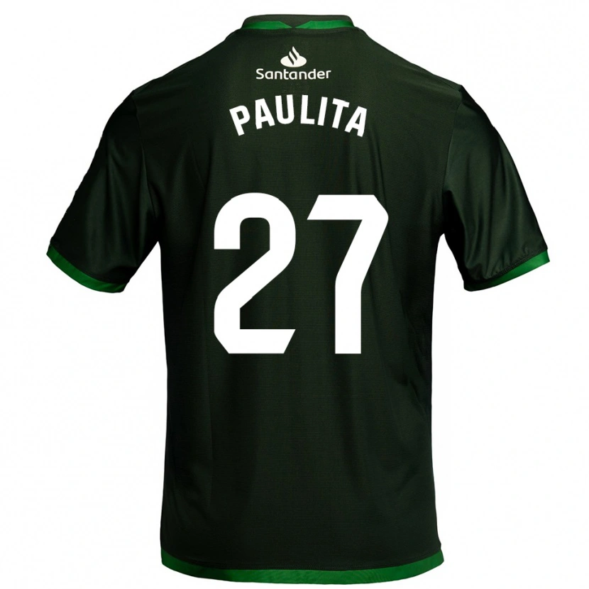 Danxen Bambino Maglia Paula García Hontañón #27 Verde Scuro Kit Gara Away 2025/26 Maglietta