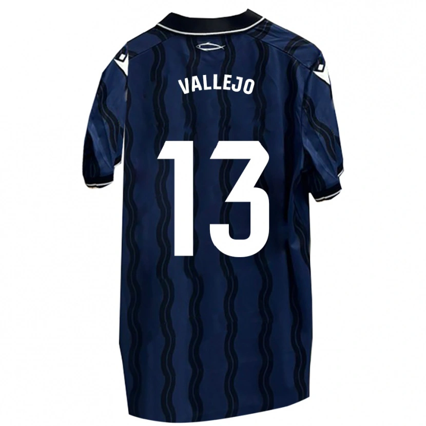 Danxen Bambino Maglia Guillermo Vallejo #13 Blu Scuro Nero Kit Gara Away 2025/26 Maglietta