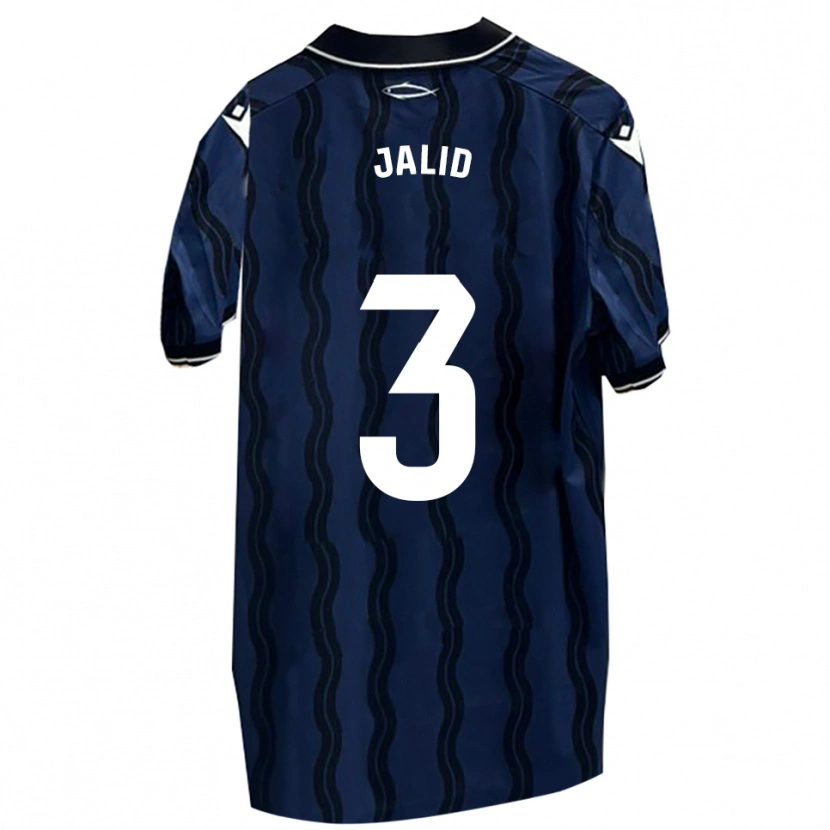 Danxen Bambino Maglia Jalid #3 Blu Scuro Nero Kit Gara Away 2025/26 Maglietta