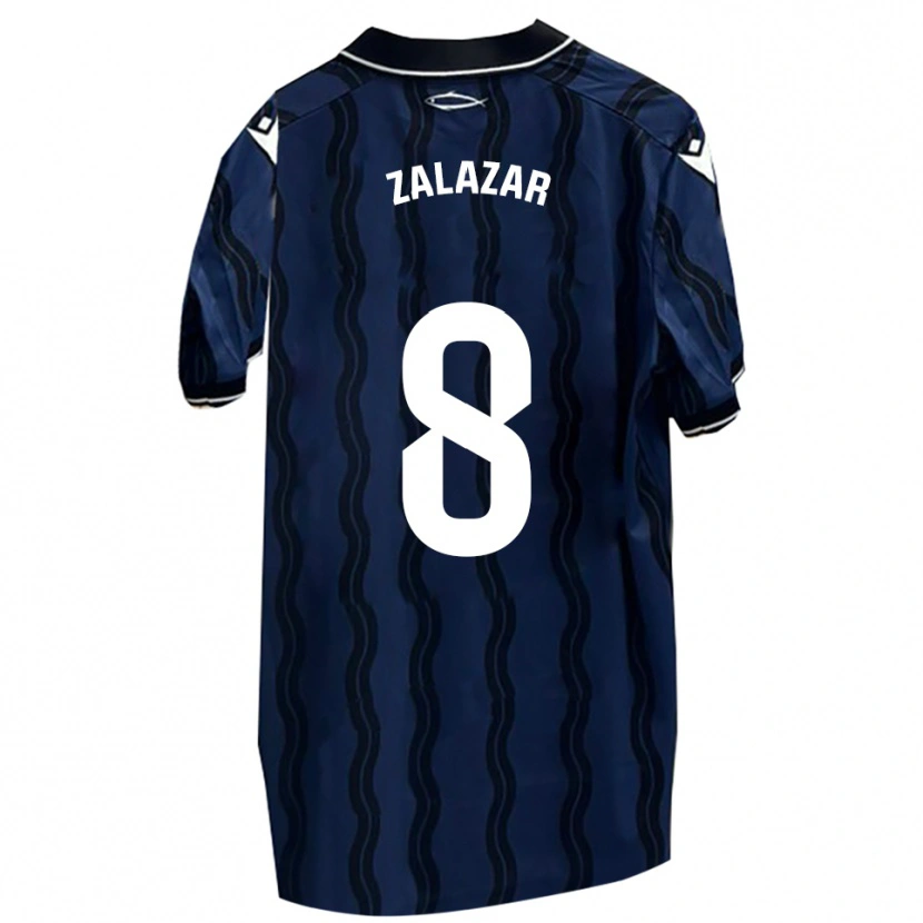 Danxen Bambino Maglia Kuki Zalazar #8 Blu Scuro Nero Kit Gara Away 2025/26 Maglietta
