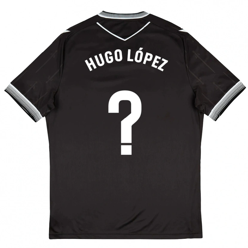 Danxen Bambino Maglia Hugo López #0 Nero Bianco Kit Gara Away 2025/26 Maglietta