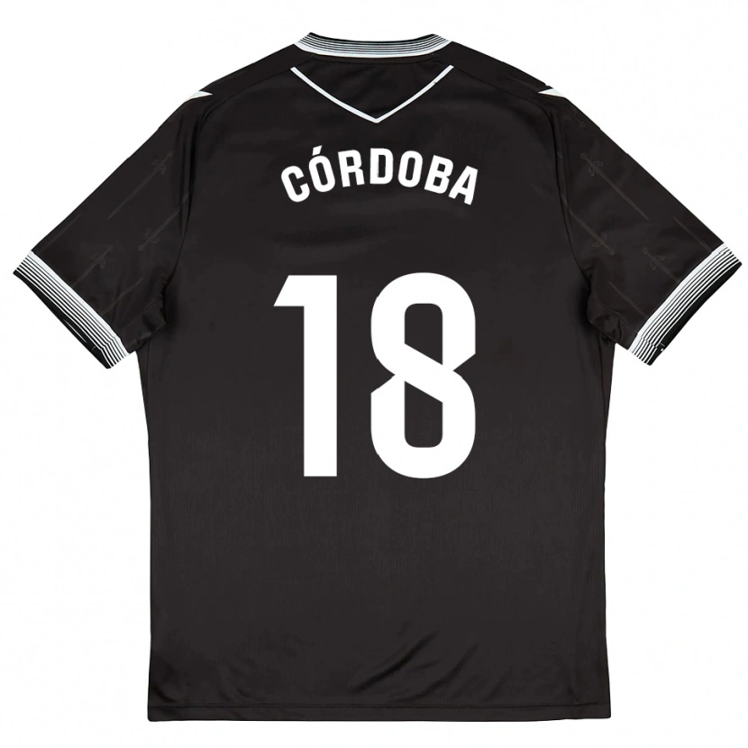 Danxen Bambino Maglia Aitor Córdoba #18 Nero Bianco Kit Gara Away 2025/26 Maglietta
