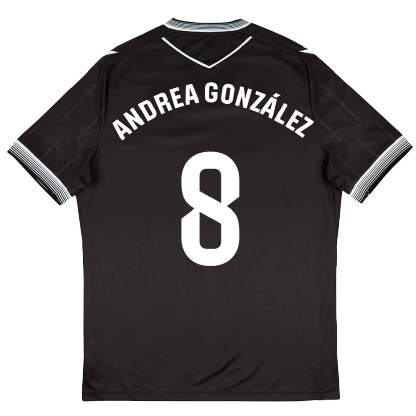 Danxen Bambino Maglia Andrea González #8 Nero Bianco Kit Gara Away 2025/26 Maglietta