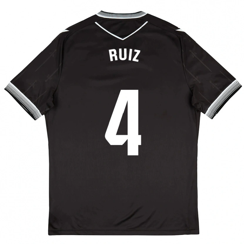 Danxen Bambino Maglia Dani Ruiz #4 Nero Bianco Kit Gara Away 2025/26 Maglietta