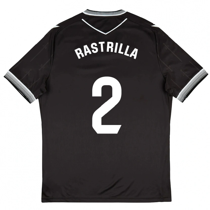 Danxen Bambino Maglia Hugo Rastrilla #2 Nero Bianco Kit Gara Away 2025/26 Maglietta