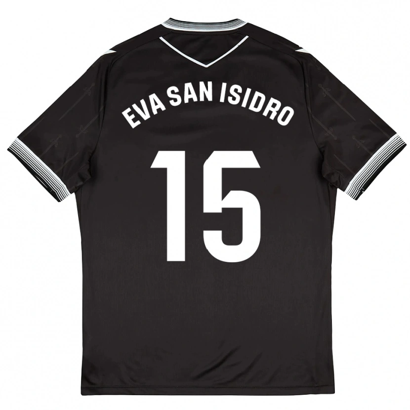 Danxen Bambino Maglia Eva San Isidro #15 Nero Bianco Kit Gara Away 2025/26 Maglietta