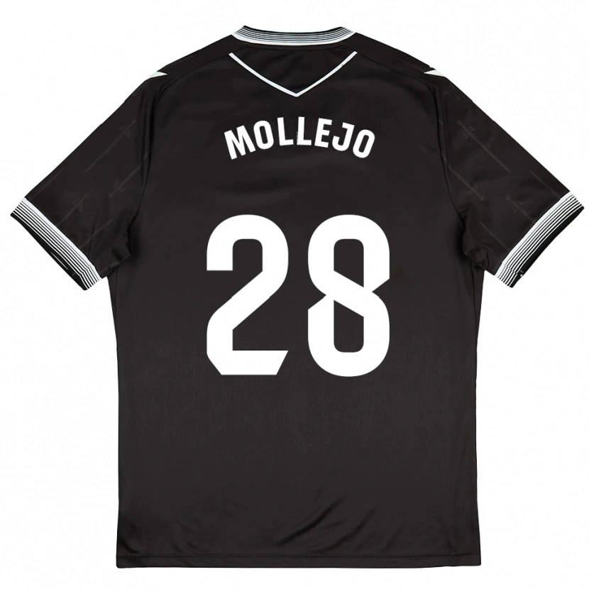 Danxen Bambino Maglia Víctor Mollejo #28 Nero Bianco Kit Gara Away 2025/26 Maglietta