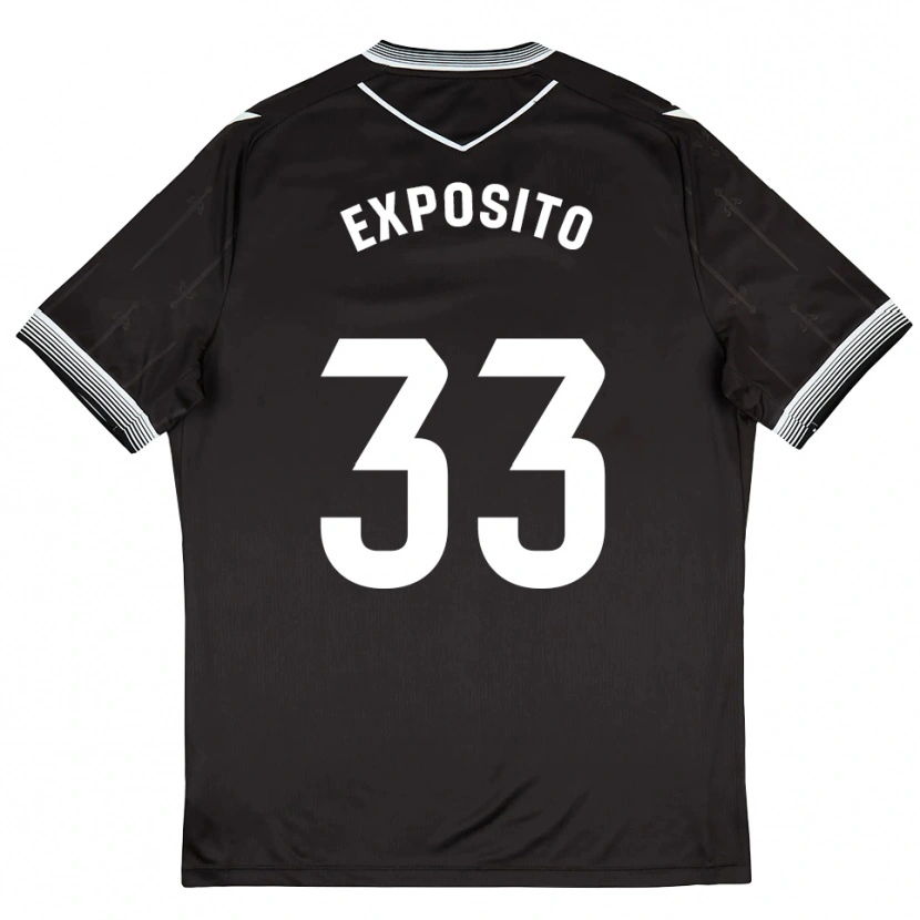 Danxen Bambino Maglia Marcelo Expósito #33 Nero Bianco Kit Gara Away 2025/26 Maglietta