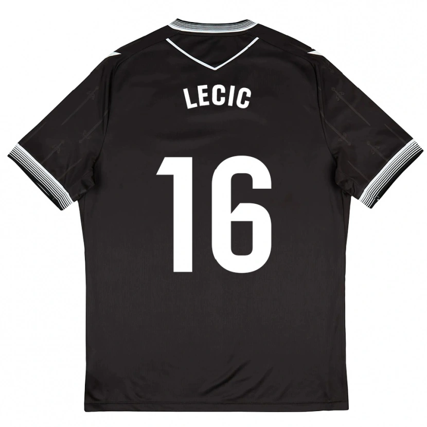 Danxen Bambino Maglia Luka Lecic #16 Nero Bianco Kit Gara Away 2025/26 Maglietta