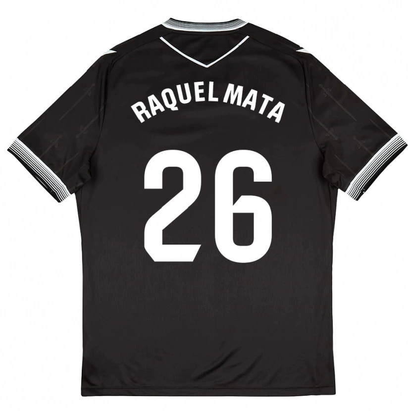 Danxen Bambino Maglia Raquel Mata #26 Nero Bianco Kit Gara Away 2025/26 Maglietta