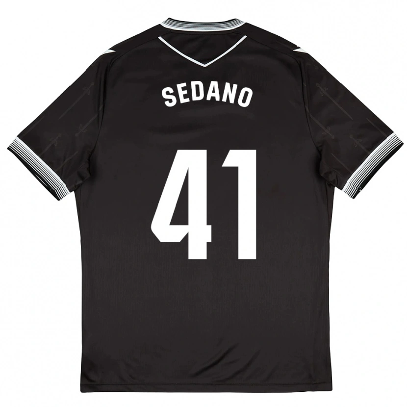 Danxen Bambino Maglia Hugo Sedano #41 Nero Bianco Kit Gara Away 2025/26 Maglietta