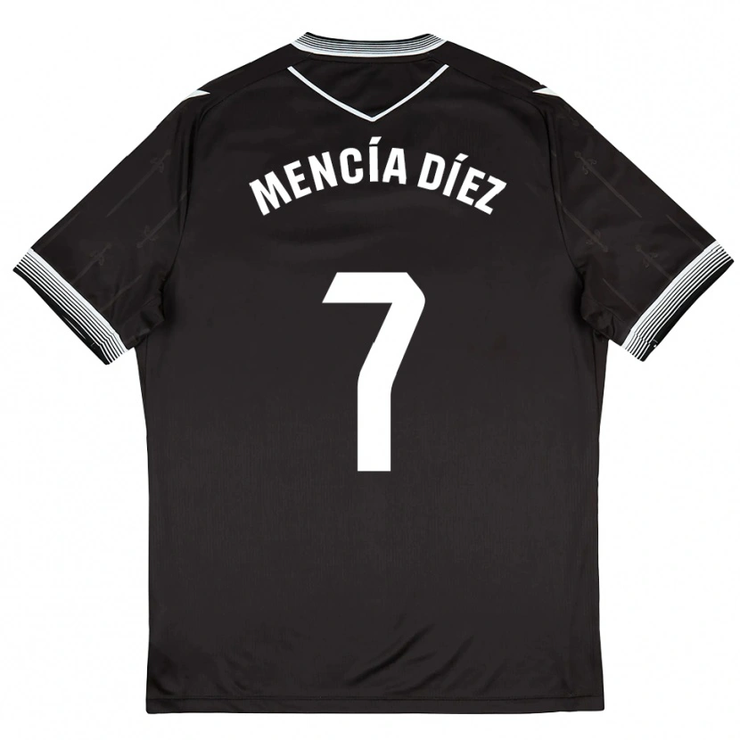 Danxen Bambino Maglia Mencía Díez #7 Nero Bianco Kit Gara Away 2025/26 Maglietta