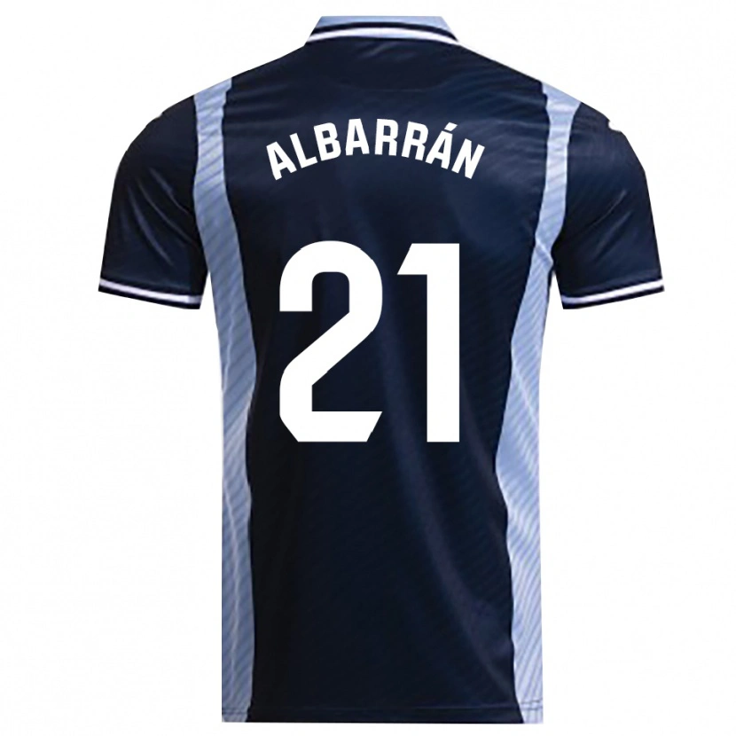 Danxen Bambino Maglia Carlos Albarrán #21 Blu Scuro Azzurro Kit Gara Away 2025/26 Maglietta